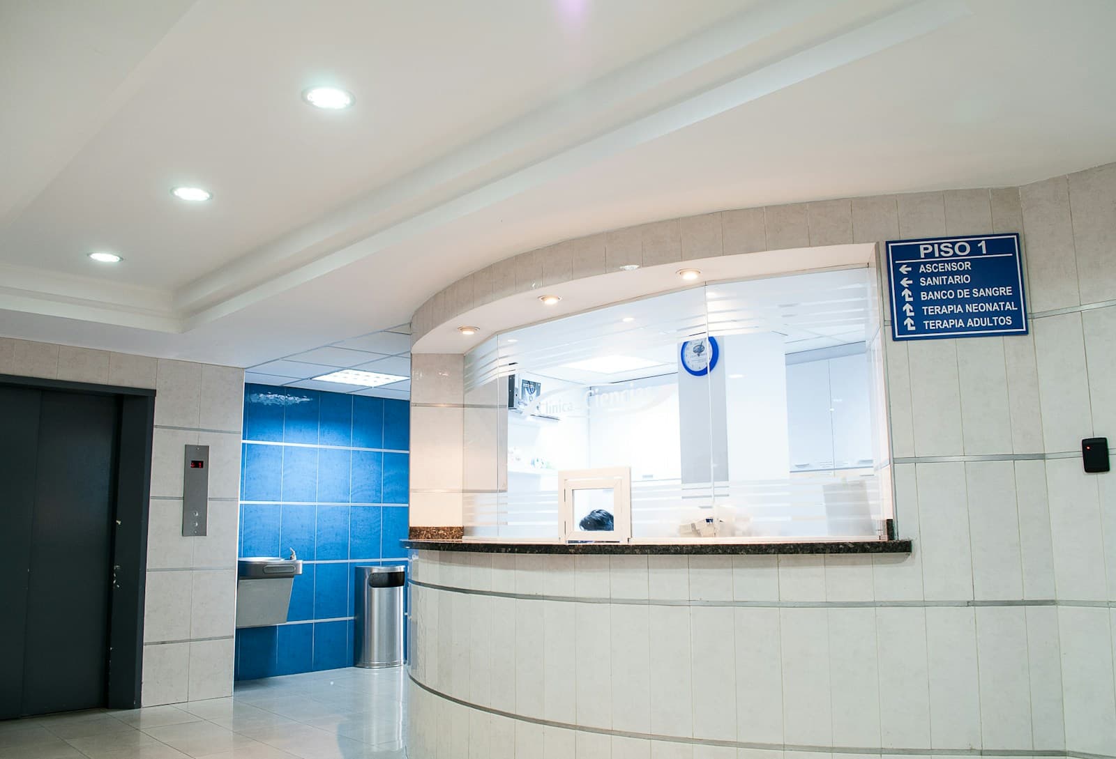 Bright clinical reception interior